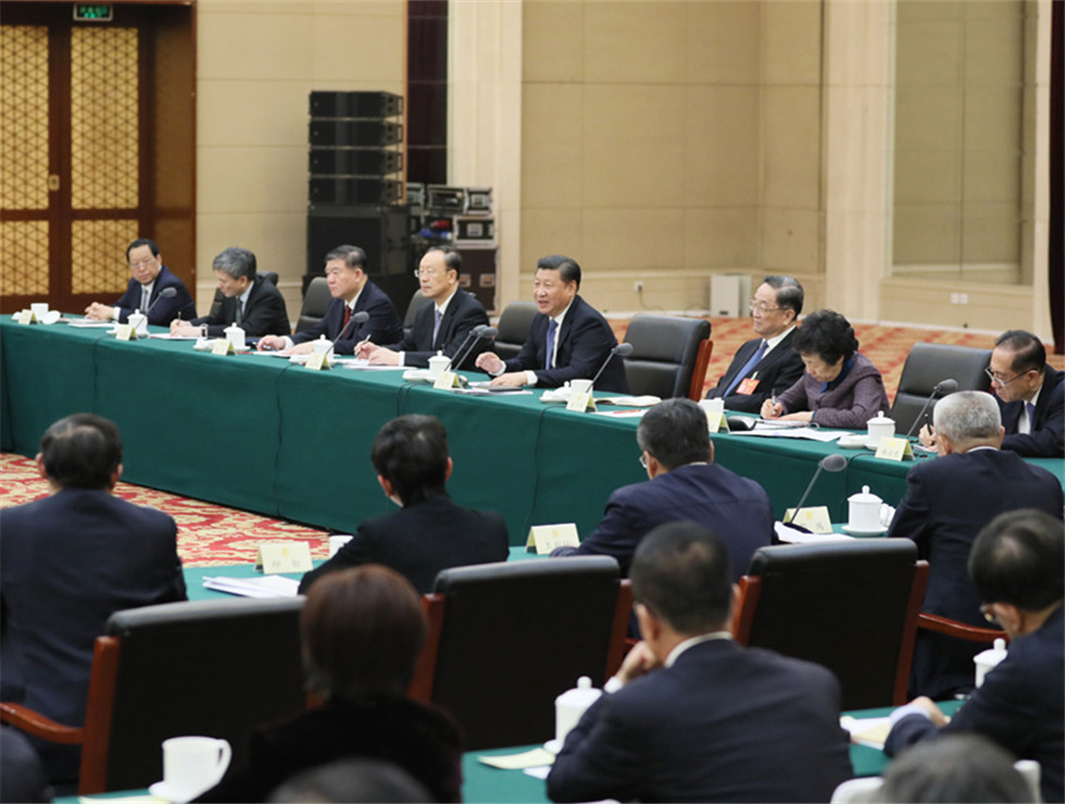 習近平看望參加政協會議的民進農工黨九三學社委員