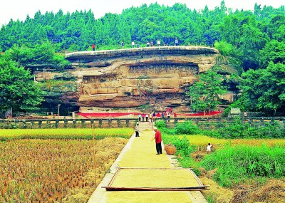 唐代釋迦牟尼涅槃圖，位于四川省安岳縣臥佛鎮臥佛院。