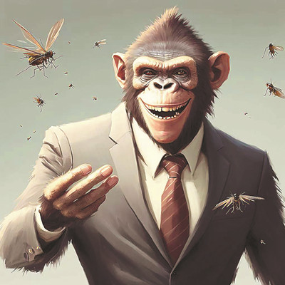 猿人、蟲子的現代性關聯。圖為作者用AI繪圖工具繪制