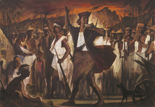 《白沙起義——黎族領袖王國興》(油畫)符祥康 黃亞虹 陳 華 作