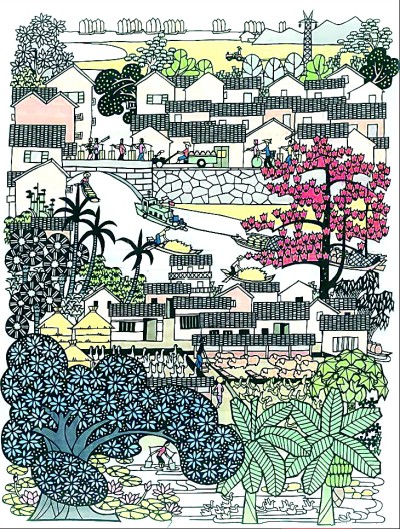 廣東民間工藝博物館藏梁志炎作紙襯剪紙《水鄉春早》 作者供圖