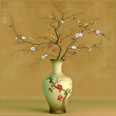 用AI繪畫工具制作的梅花“九九消寒圖”。制作：李世奇、孟揚