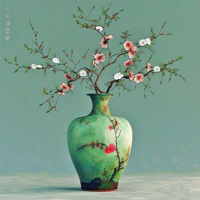 用AI繪畫工具制作的梅花“九九消寒圖”。制作：李世奇、孟揚