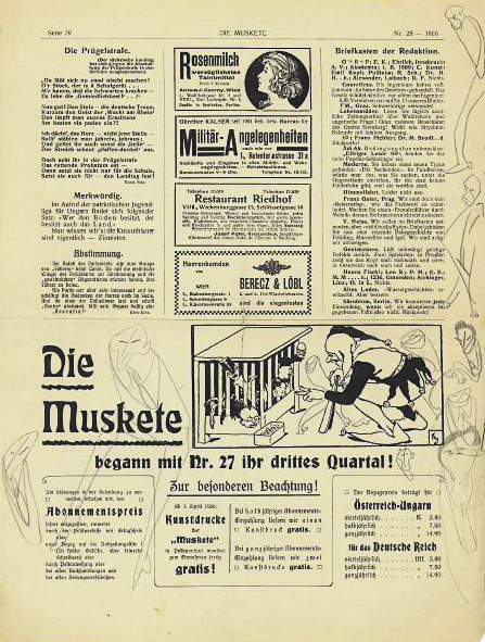 卡夫卡在維也納雜志《步槍》內頁上的畫作