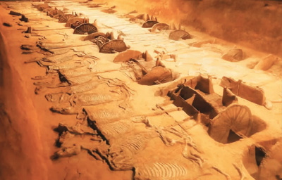 熊家冢墓地1號車馬坑側影