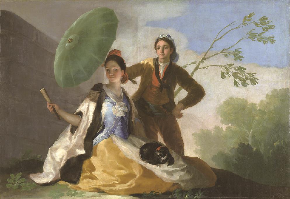 戈雅的創造力在他漫長的藝術生涯中始終強烈而持久。這幅《陽傘》是戈雅最浪漫美好的畫作之一。