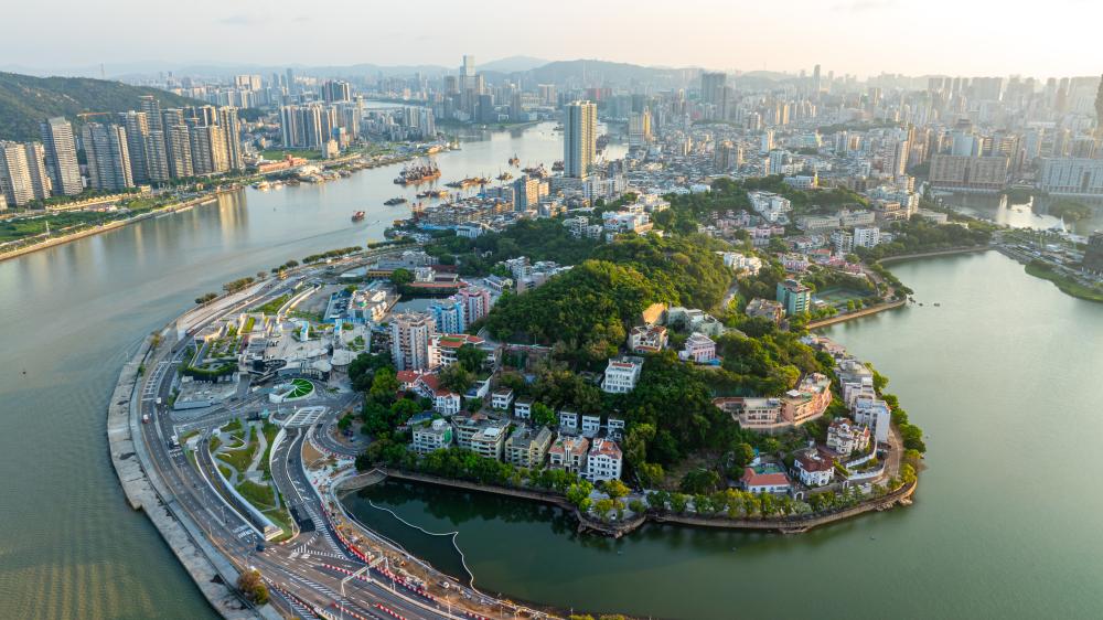 這是8月8日拍攝的澳門半島景色（無人機照片）。新華社發（張金加攝）