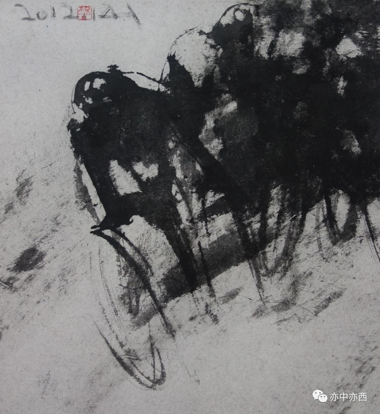 沖向終點，36X39CM,2012年，紙本水墨