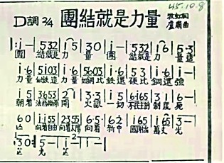 1945年10月，歌曲《團結就是力量》發表在《晉察冀日報》上。資料照片