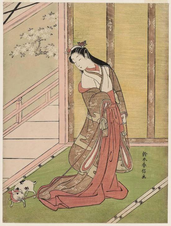 鈴木春信「女三宮と貓」，1767–68  ACCESSION NUMBER: 21.4654