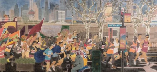 余松 程文娟 張培成 《2014上海國際馬拉松賽》158x344cm 2014年 中華藝術宮（上海美術館）藏