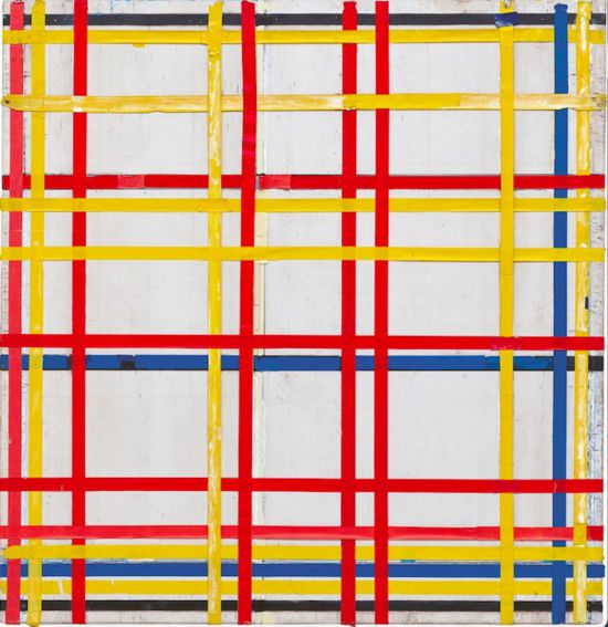 蒙德里安，《紐約城一號》，1941年，布面油畫和紙，德國杜塞道夫美術館藏（貝耶勒基金會展品）